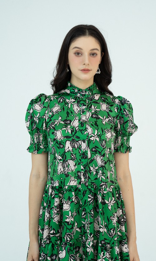 SIXDO Floral Mini Silk Dress